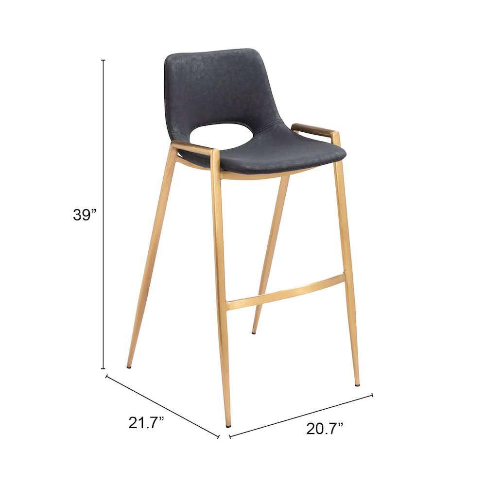 Desi Barstool (Set of 2) Black & Gold. Picture 7