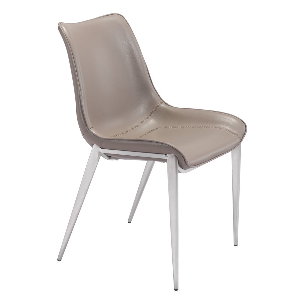 Magnus Dining Chair (Set of 2) Brown & Silver. Picture 1