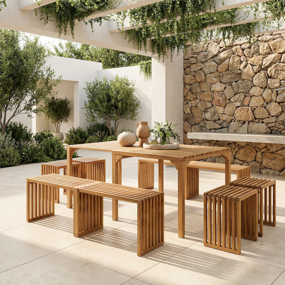 Riviera Extendable Bench (Set of 2) Natural. Picture 3
