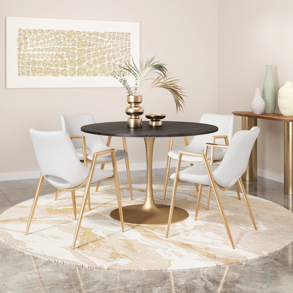 Desi Dining Chair (Set of 2) White & Gold. Picture 9