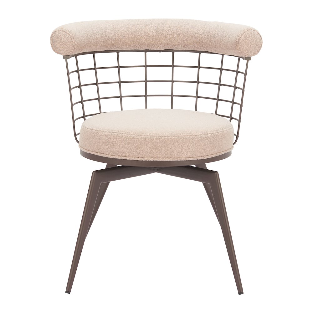 Saku Swivel Dining Chair Beige & Brown. Picture 6