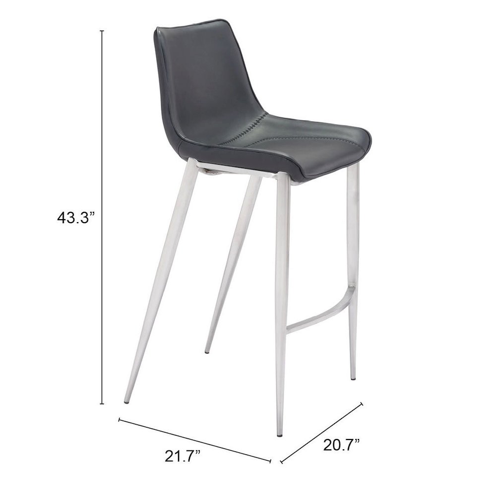 Magnus Barstool (Set of 2) Black & Silver. Picture 7