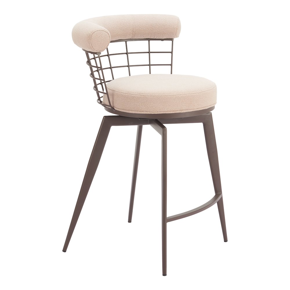 Saku Swivel Counter Stool Beige & Brown. Picture 1