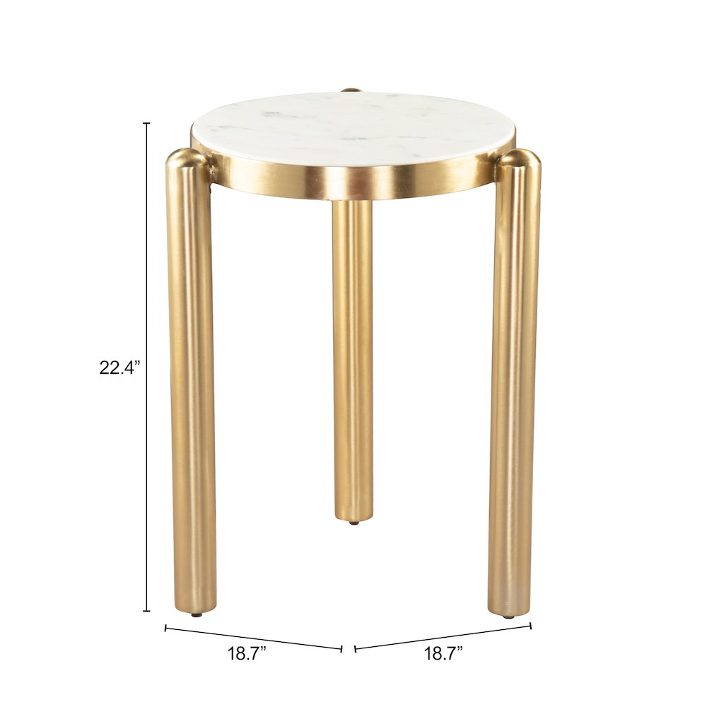 Noan Side Table White & Gold. Picture 3