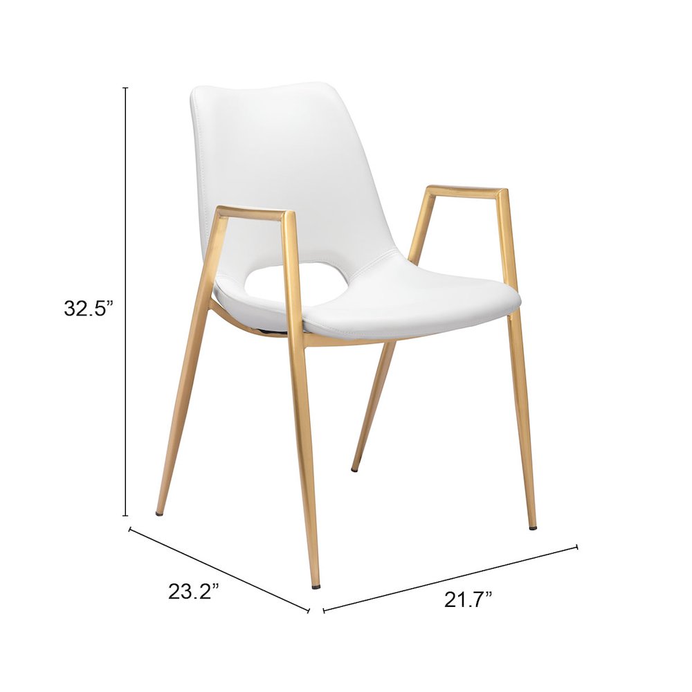 Desi Dining Chair (Set of 2) White & Gold. Picture 7