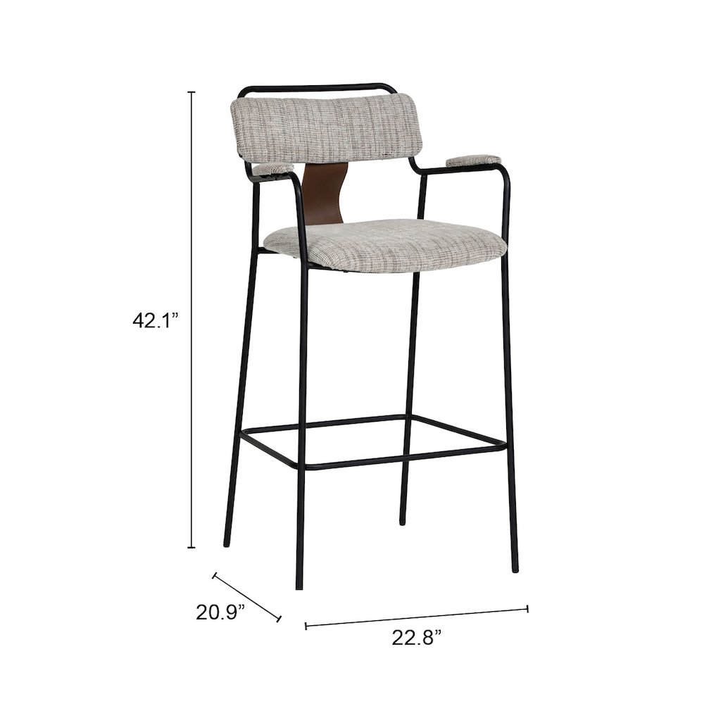 Couva Barstool (Set of 2) Gray Tweed. Picture 7