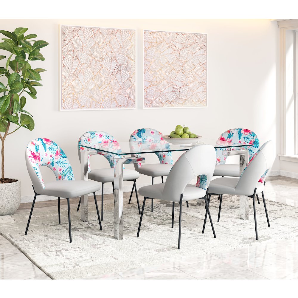 Torrey Dining Chair (Set of 2) Multicolor Print & Gray. Picture 9