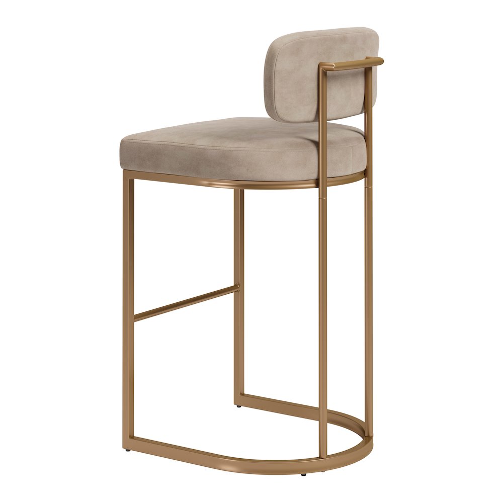 Velar Barstool (Set of 2) Beige & Bronze. Picture 6