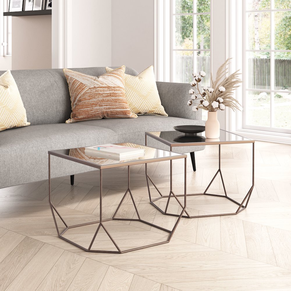 Arzon Coffee Table Set (2-Piece) Bronze. Picture 8