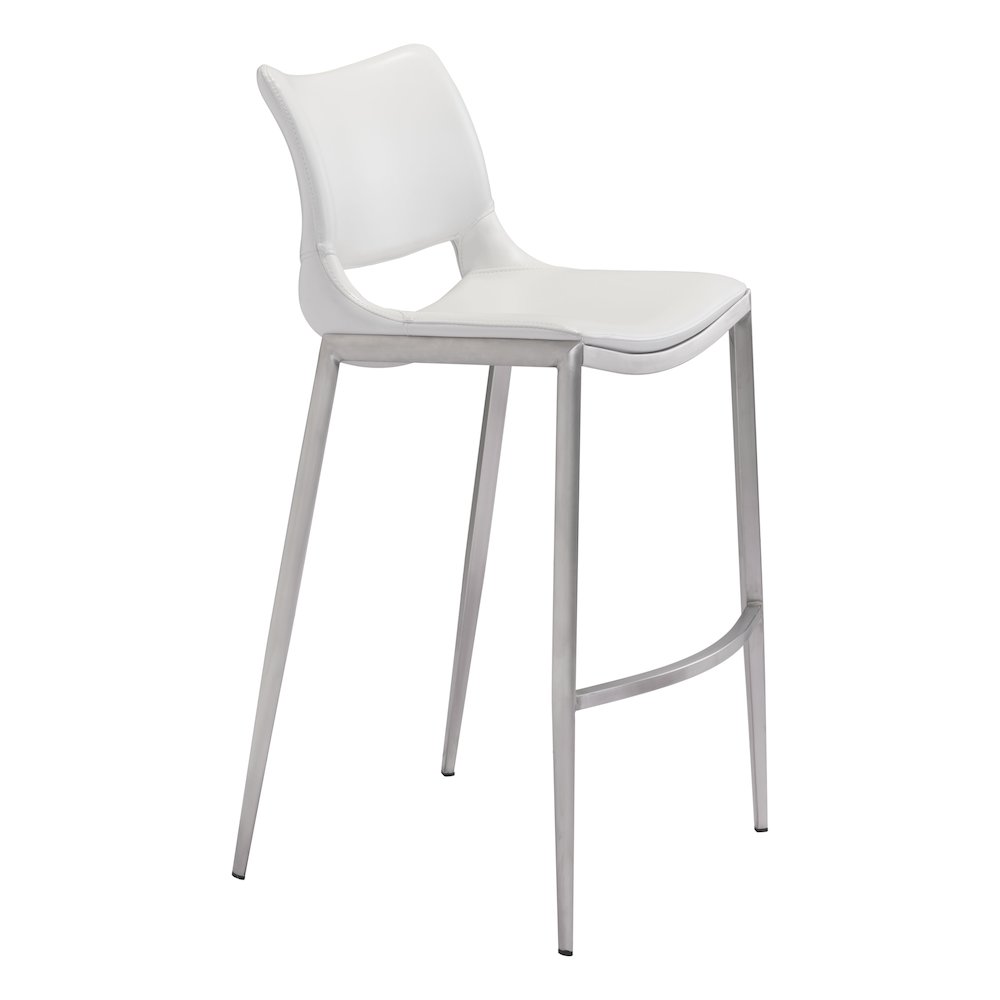 Ace Barstool (Set of 2) White & Silver. Picture 1