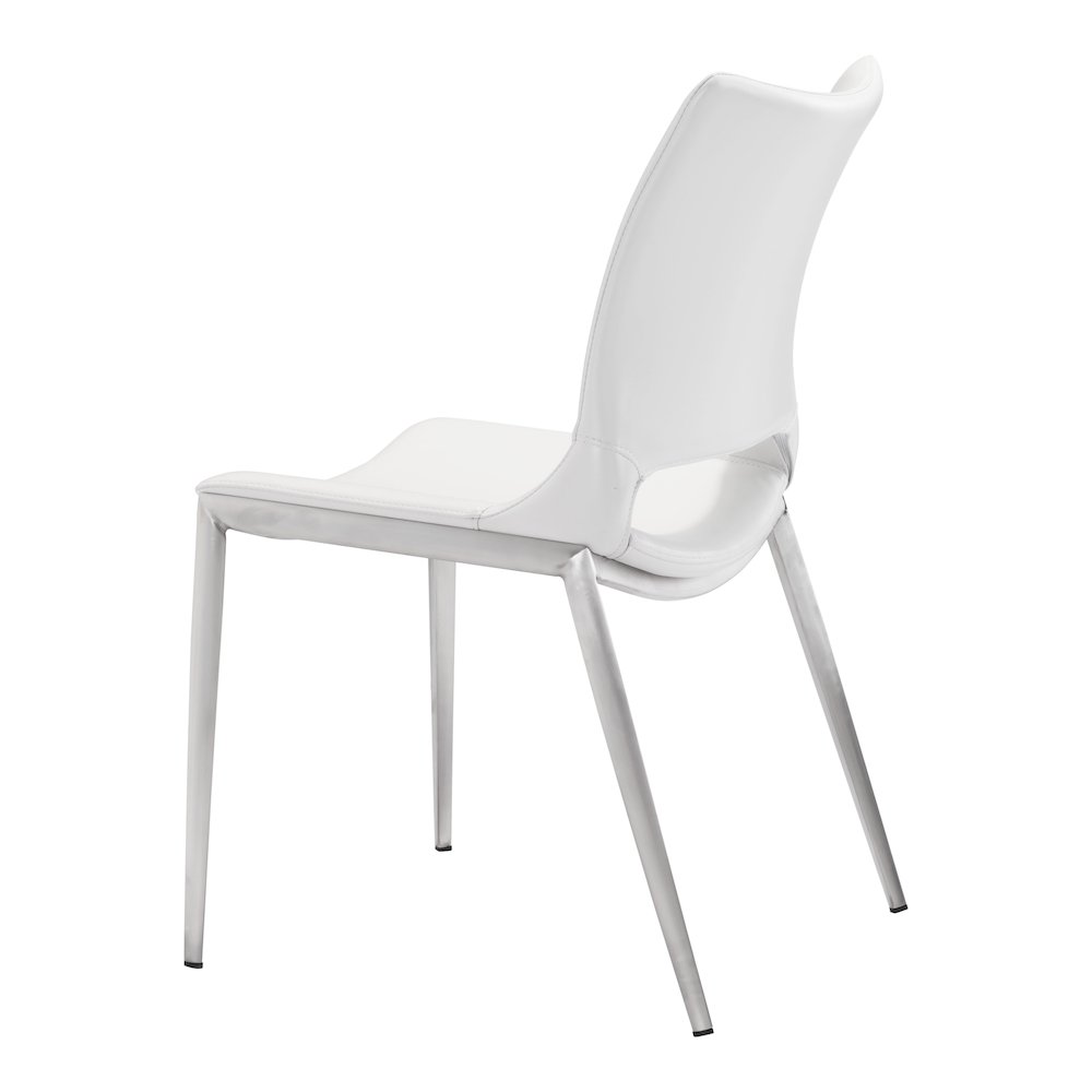 Ace Dining Chair (Set of 2) White & Silver. Picture 5