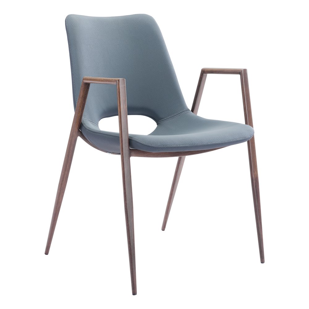 Desi Dining Chair (Set of 2) Azure Gray & Walnut. Picture 1