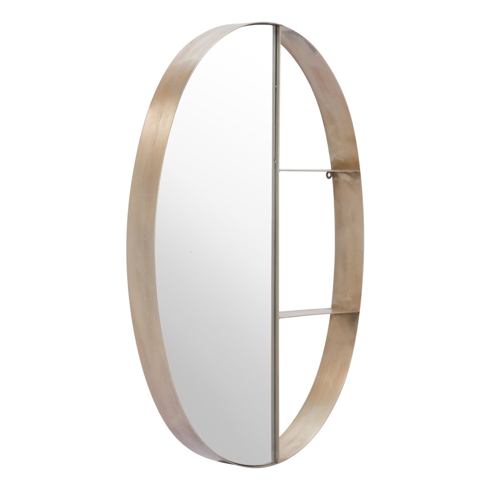 Latitude Oval Shelf Mirror Antique Bronze. Picture 1