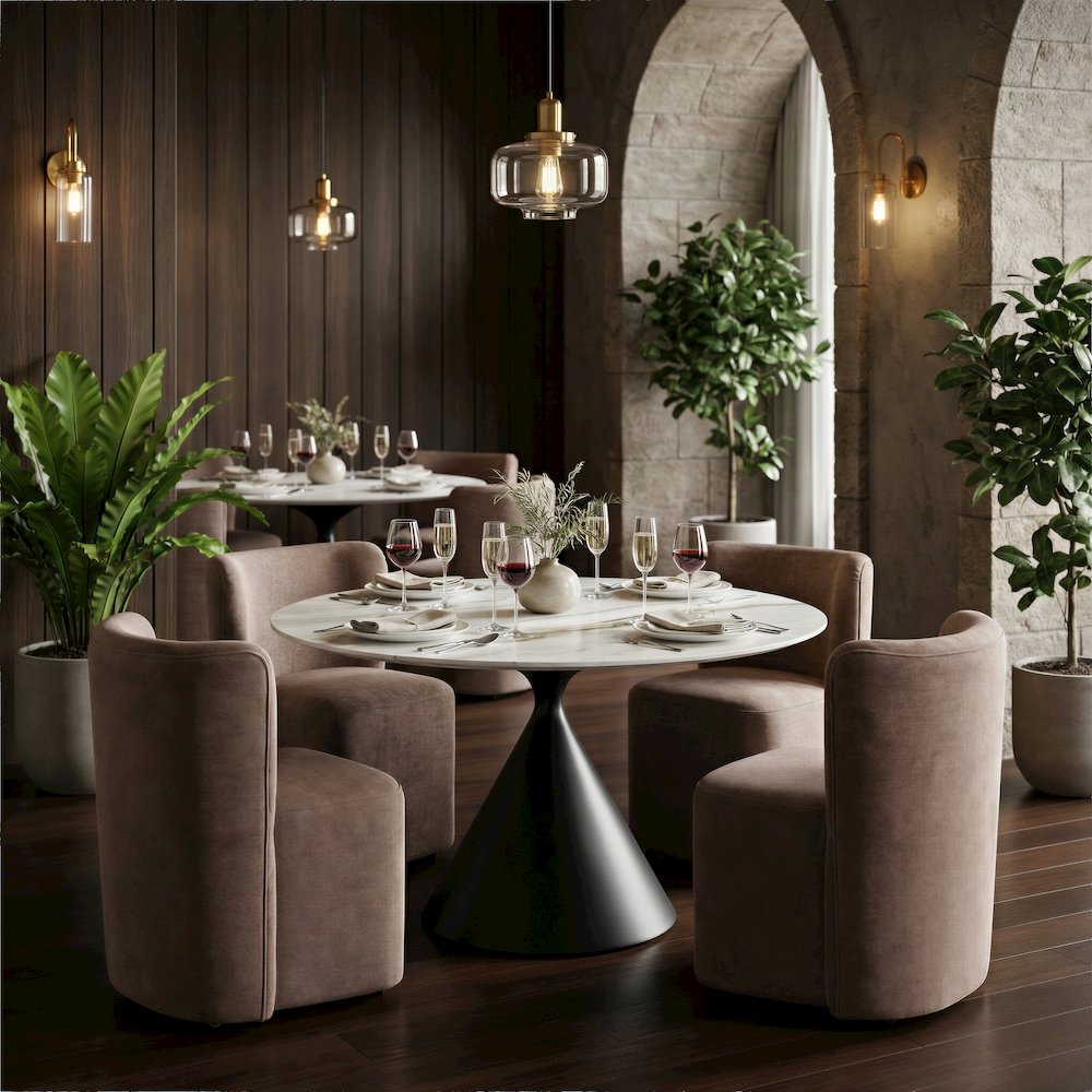 Bambun Dining Chair with Wheels Taupe. Picture 8