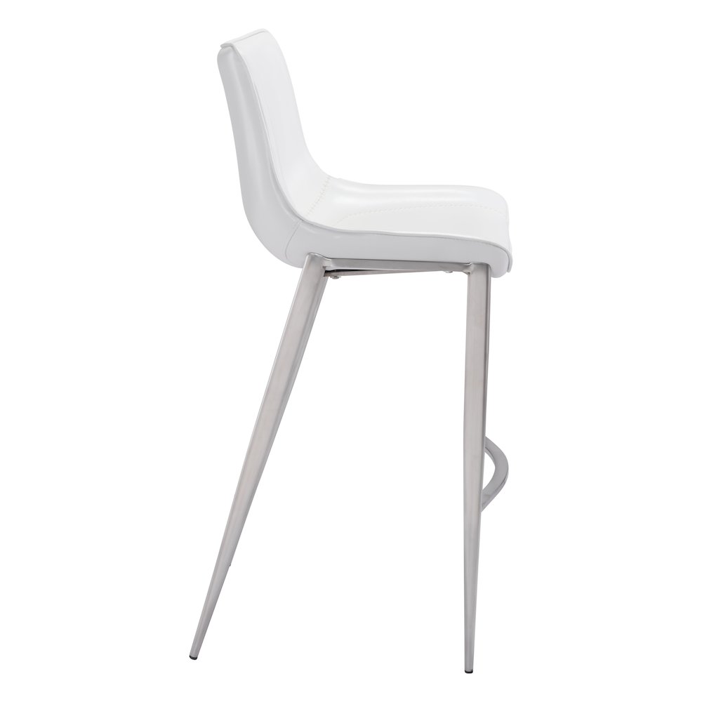 Magnus Barstool (Set of 2) White & Silver. Picture 2