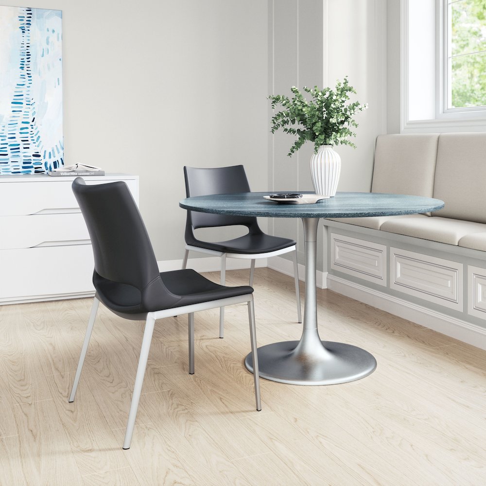 Ace Dining Chair (Set of 2) Black & Silver. Picture 10