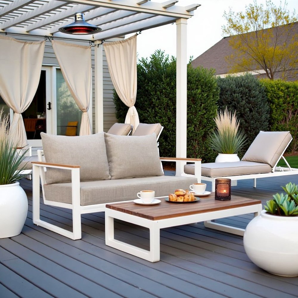 Brown Outdoor Loveseat, Small Patio Sofa With Aluminum Frame Design. Picture 2