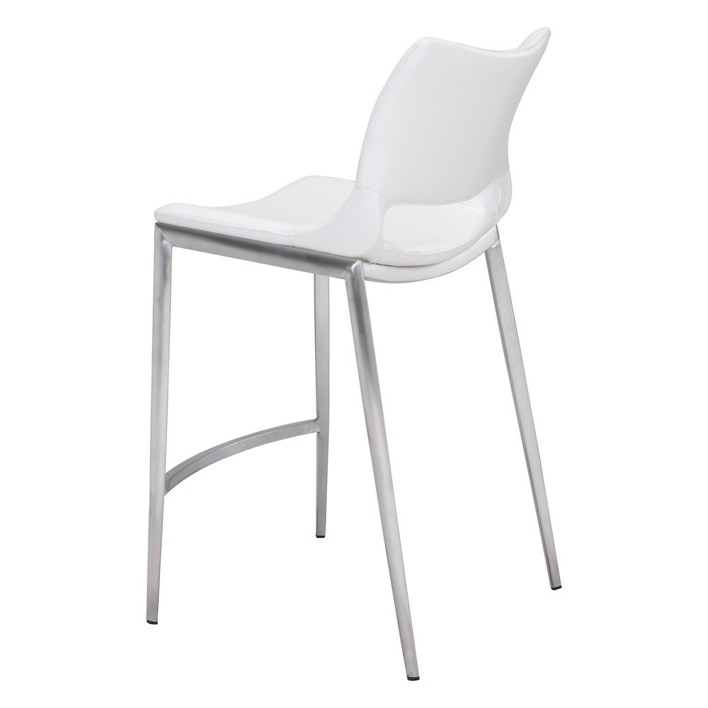 Ace Counter Stool (Set of 2) White & Silver. Picture 5