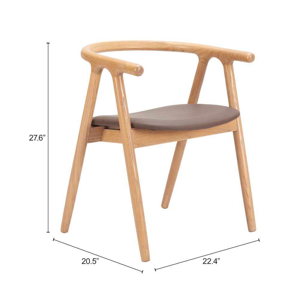 Peker Dining Chair (Set of 2) Brown & Natural. Picture 7