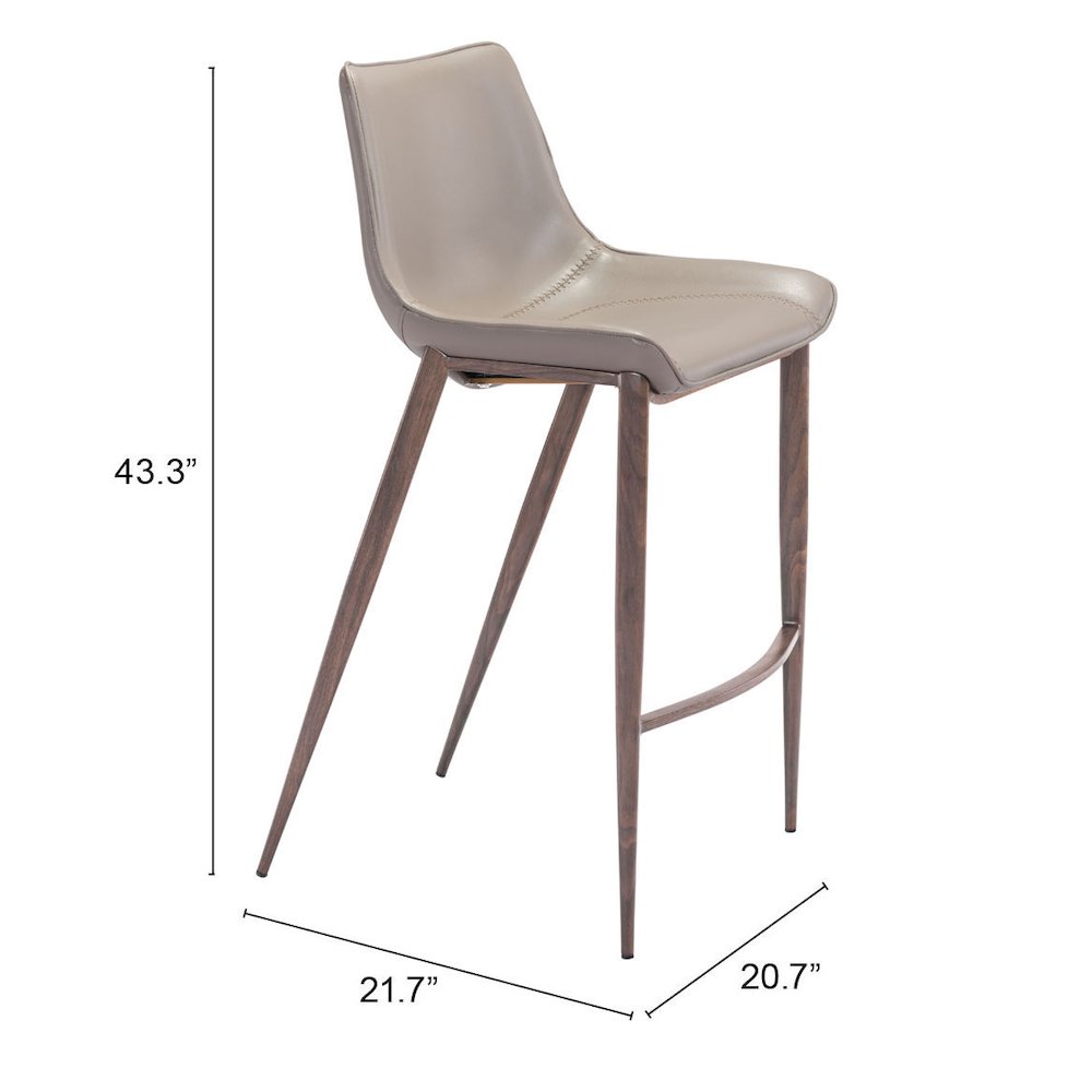 Magnus Barstool (Set of 2) Brown & Walnut. Picture 7
