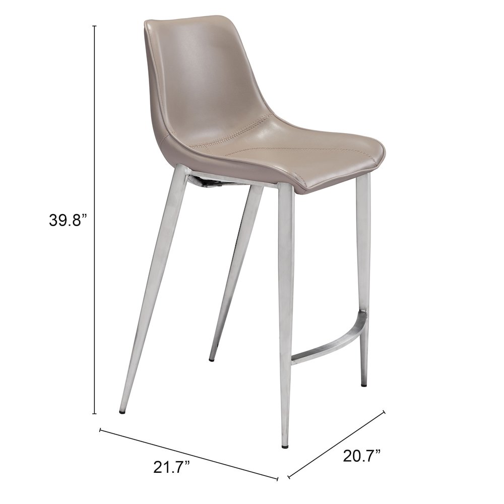 Magnus Counter Stool (Set of 2) Brown & Silver. Picture 7