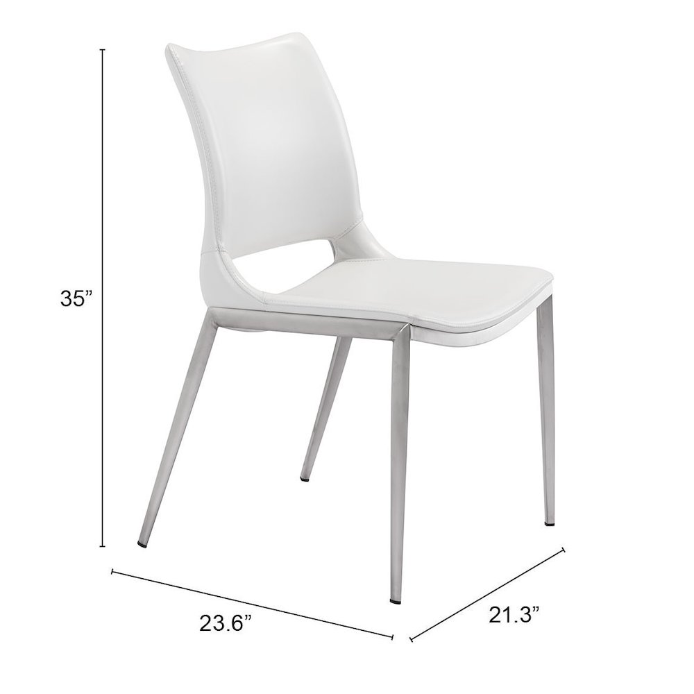 Ace Dining Chair (Set of 2) White & Silver. Picture 7