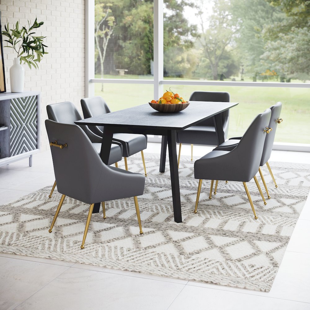 Maxine Dining Chair Gray & Gold. Picture 10