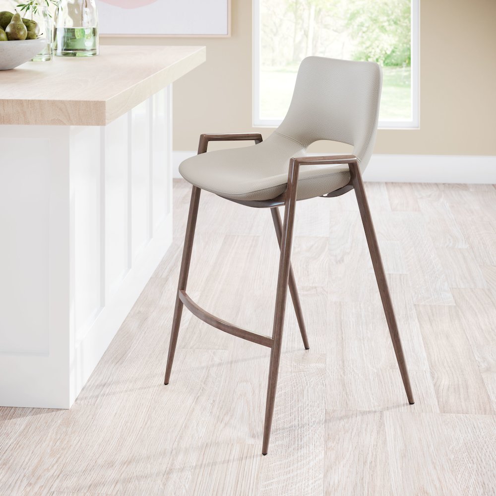 Desi Counter Stool (Set of 2) Beige & Walnut. Picture 3