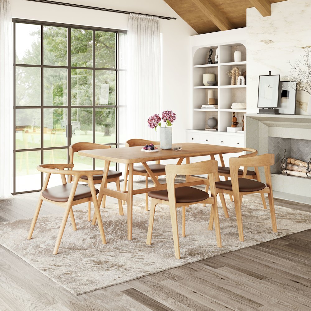 Peker Dining Chair (Set of 2) Brown & Natural. Picture 9
