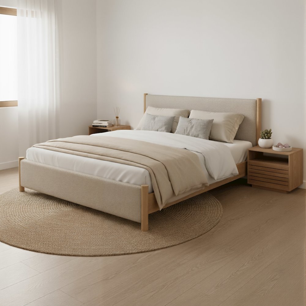 Hadi King Bed Beige & Natural. Picture 3