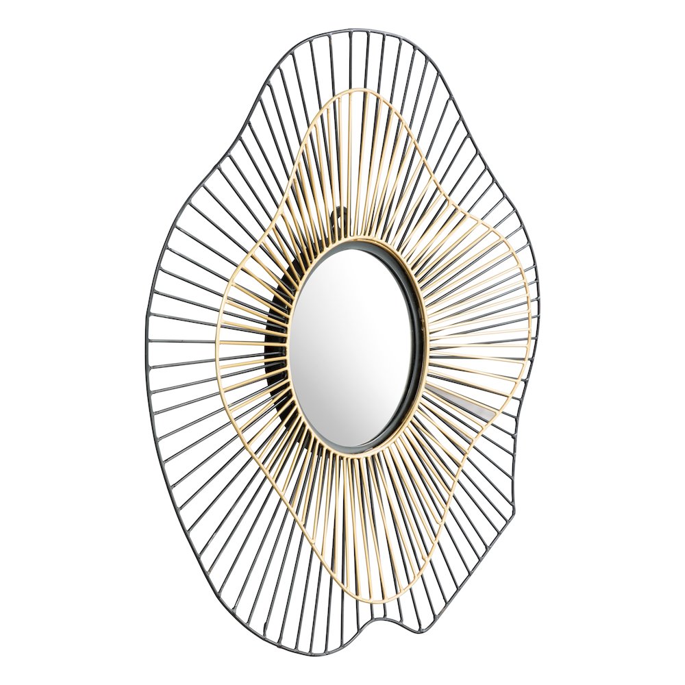 Comet Round Mirror Black & Gold. Picture 4