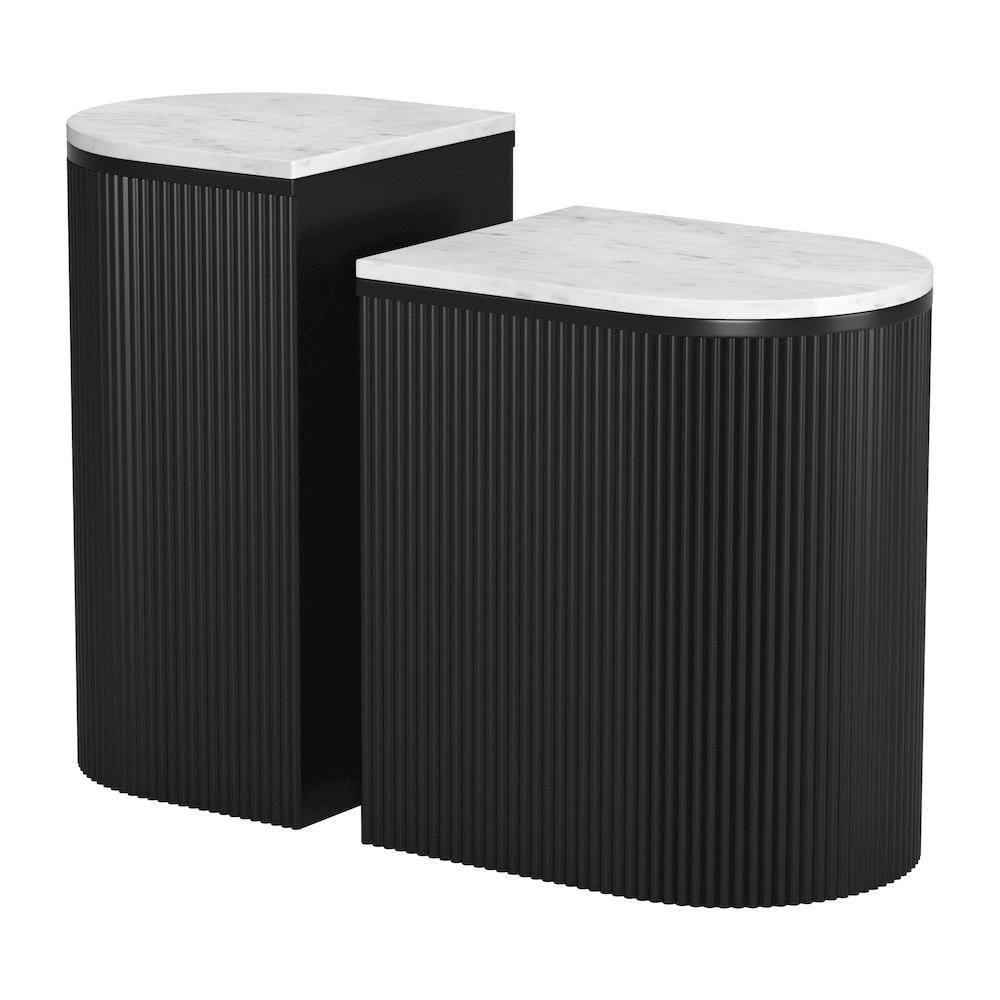 Ormara Side Table Set (2-Piece) White & Black. Picture 6