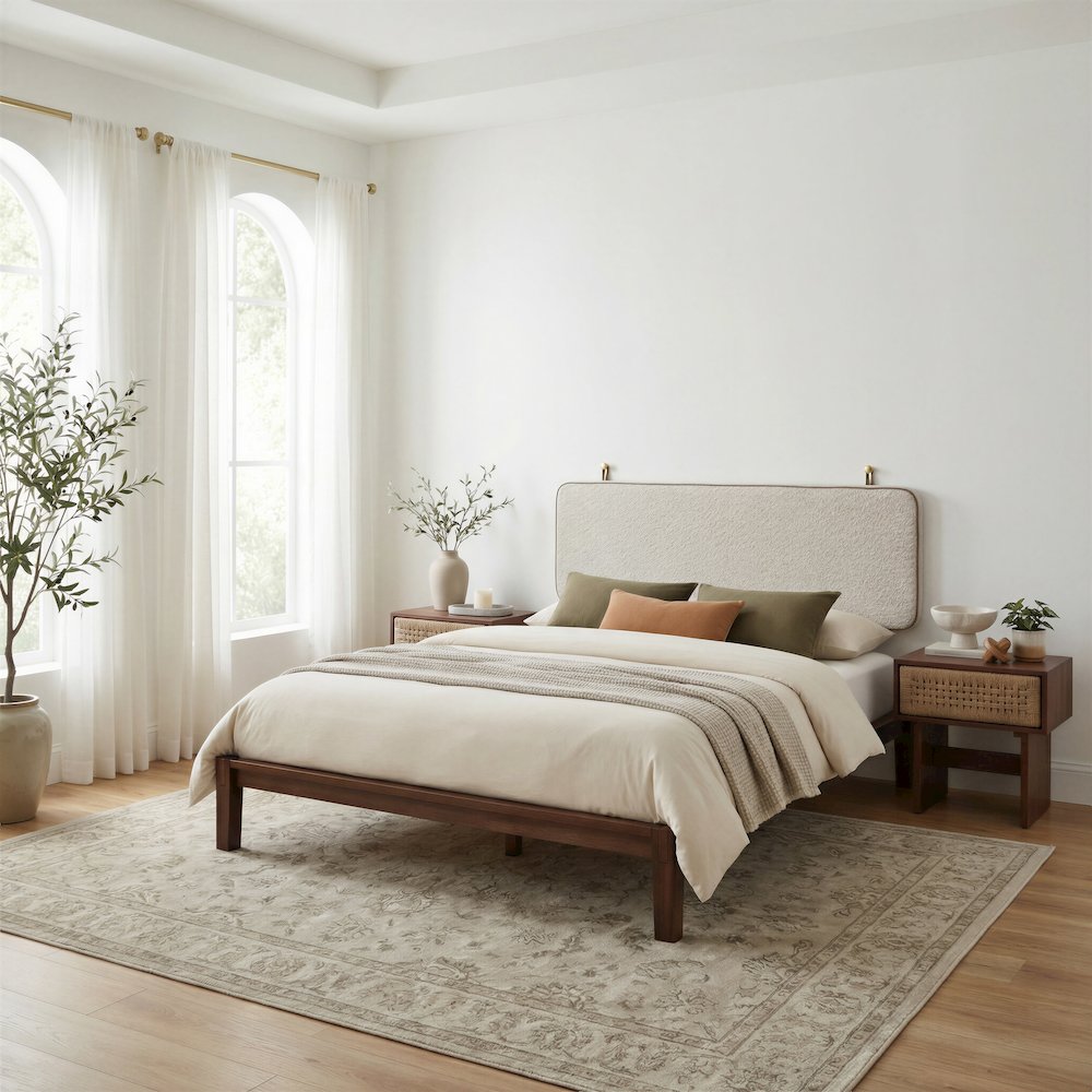 Luum Queen Platform Bed Frame Walnut. Picture 2