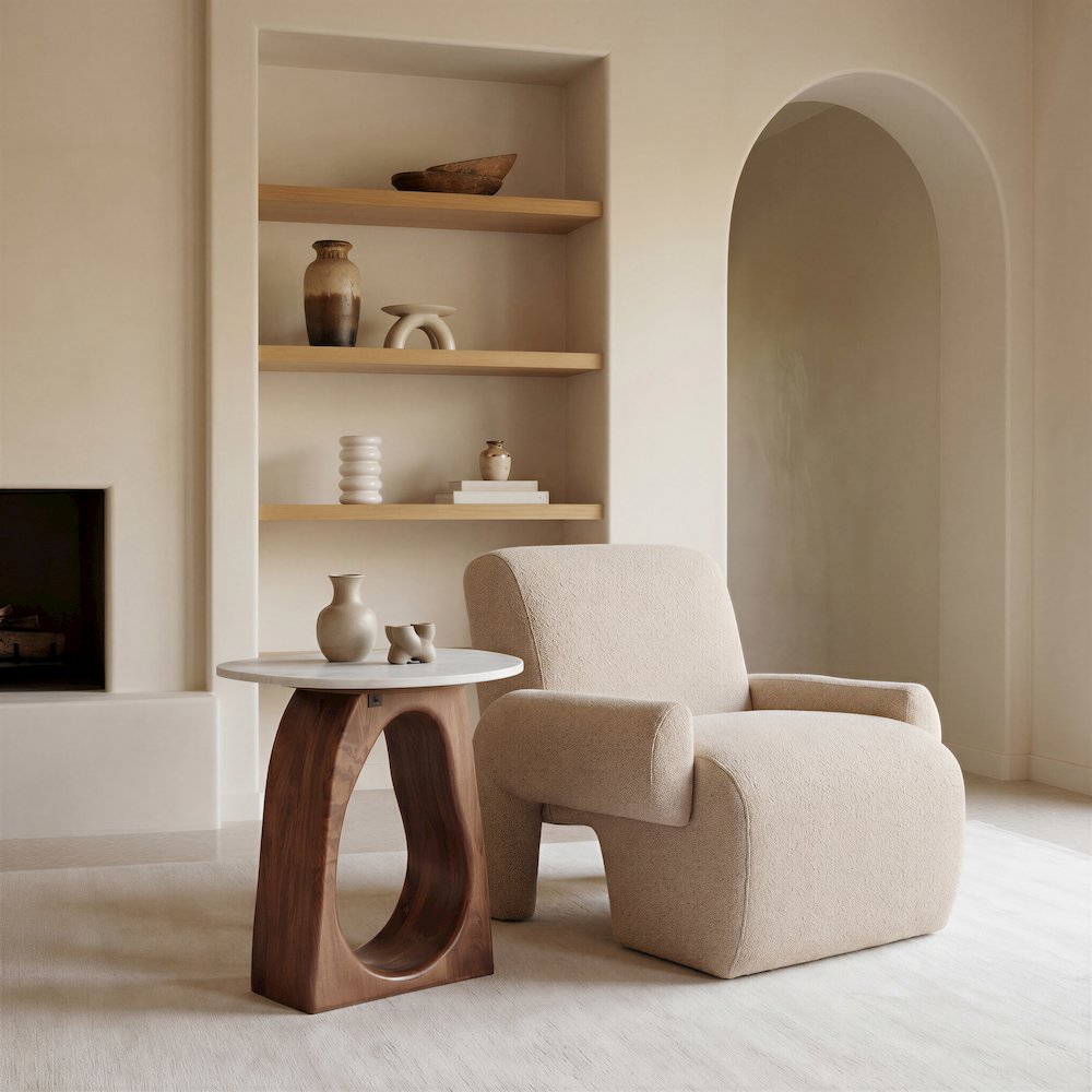 Vara Side Table White & Walnut. Picture 2