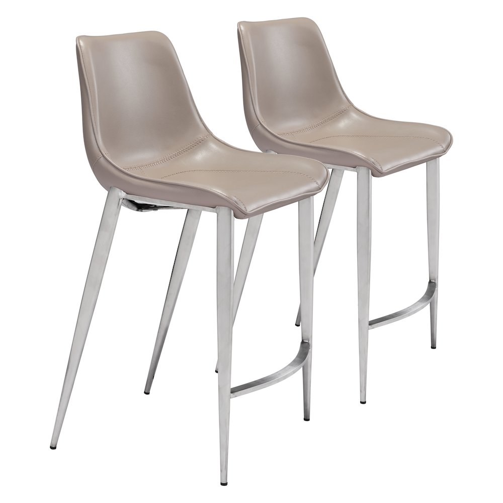 Magnus Counter Stool (Set of 2) Brown & Silver. Picture 6