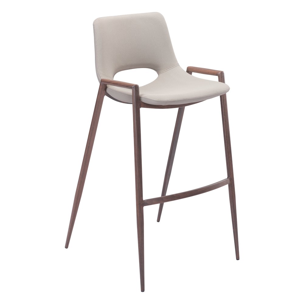 Desi Barstool (Set of 2) Beige & Walnut. Picture 1