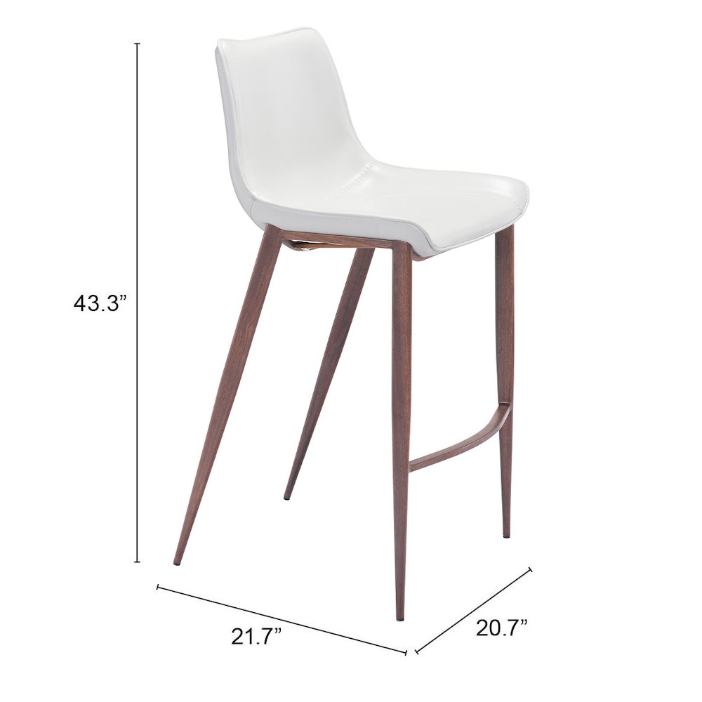 Magnus Barstool (Set of 2) White & Walnut. Picture 7