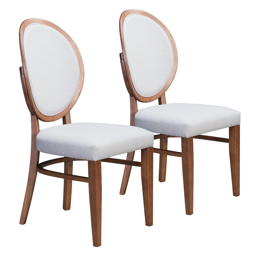 Regents Dining Chair (Set of 2) Walnut & Light Gray. Picture 6