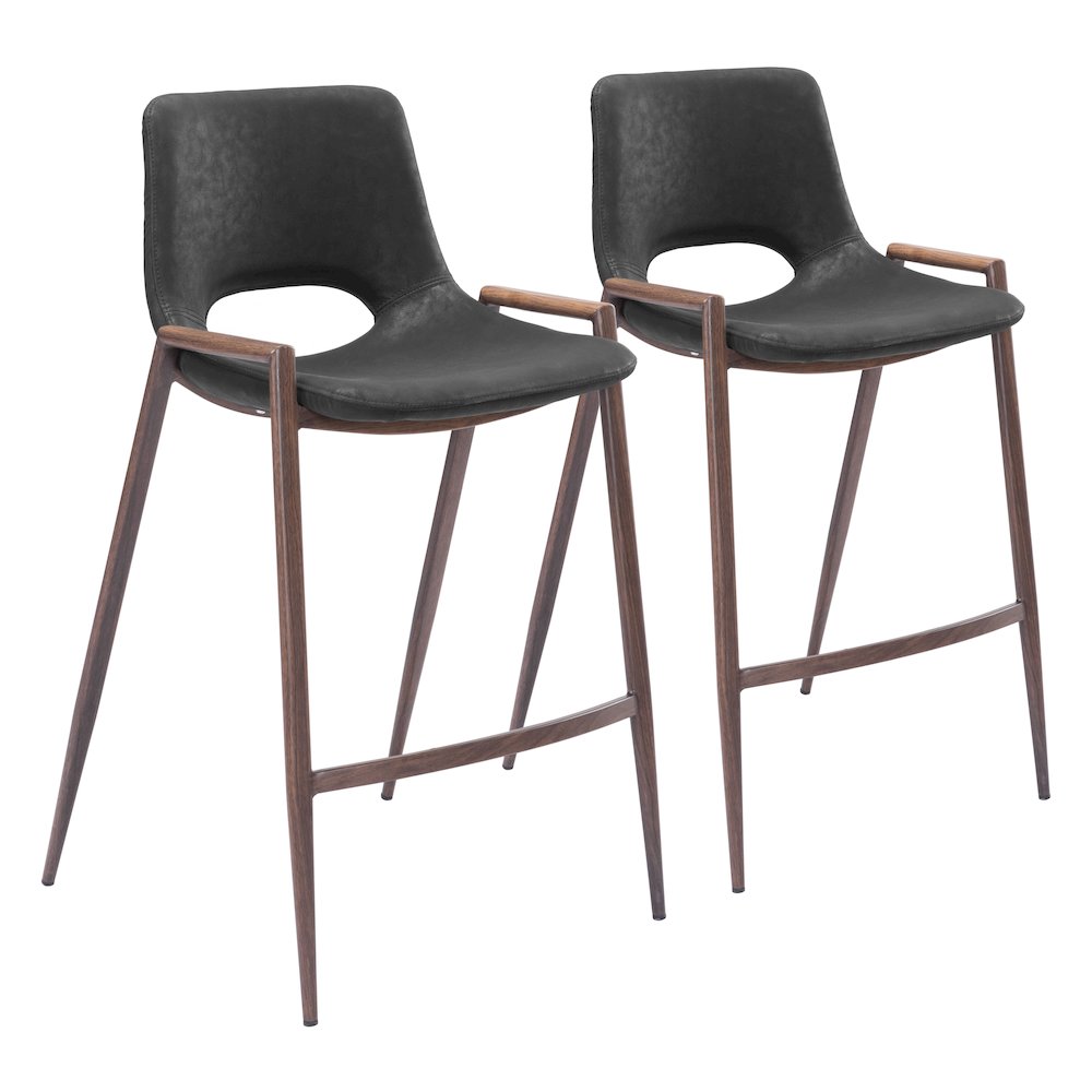 Desi Counter Stool (Set of 2) Black & Walnut. Picture 6