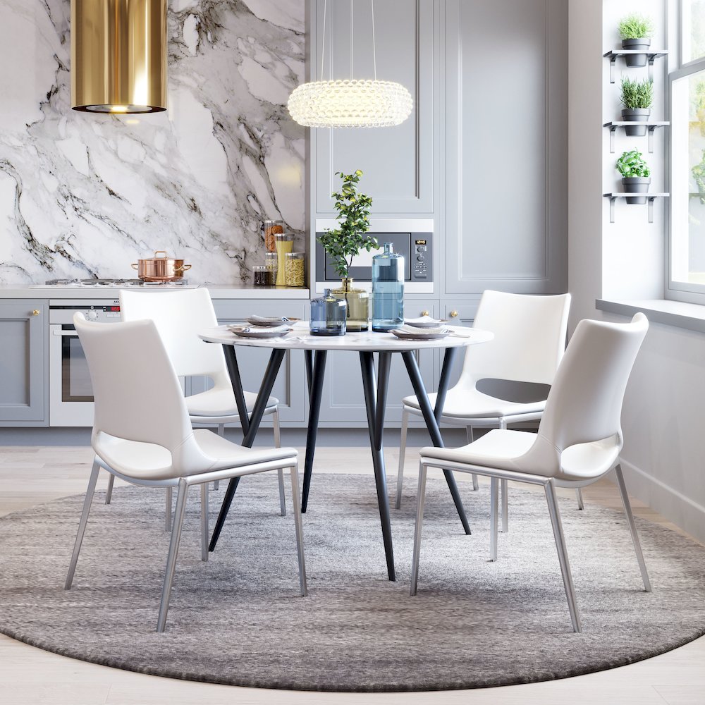 Ace Dining Chair (Set of 2) White & Silver. Picture 9