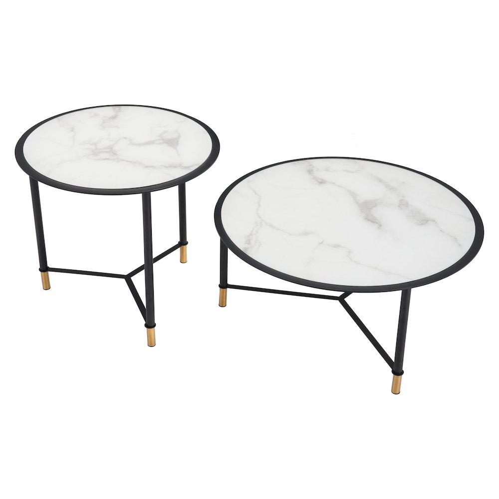 Davis Coffee Table Set (2-Piece) White & Black. Picture 5