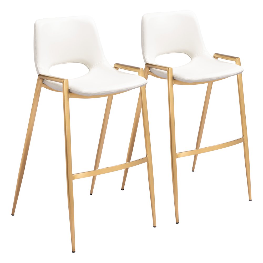 Desi Barstool (Set of 2) White & Gold. Picture 6