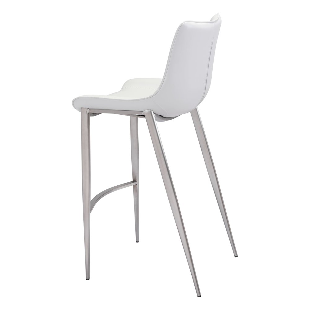 Magnus Barstool (Set of 2) White & Silver. Picture 5