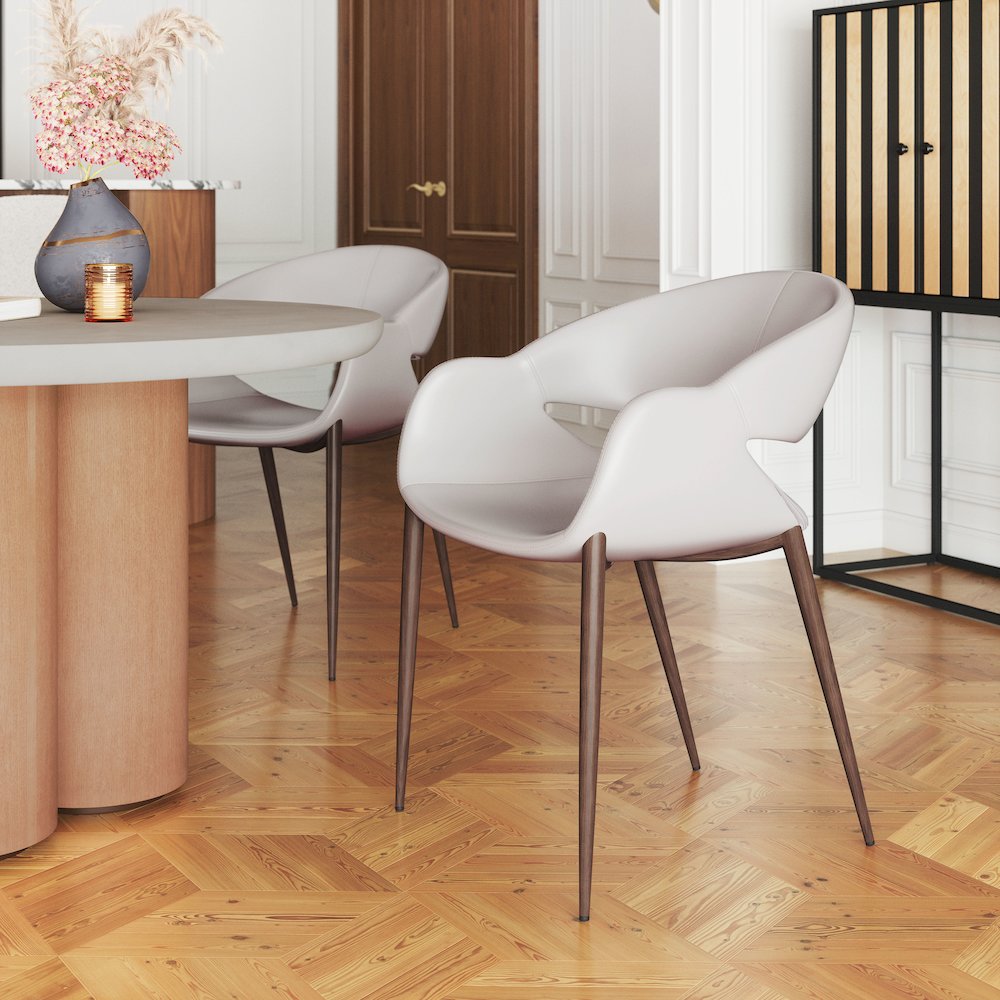 Limay Dining Chair (Set of 2) Beige & Walnut. Picture 8