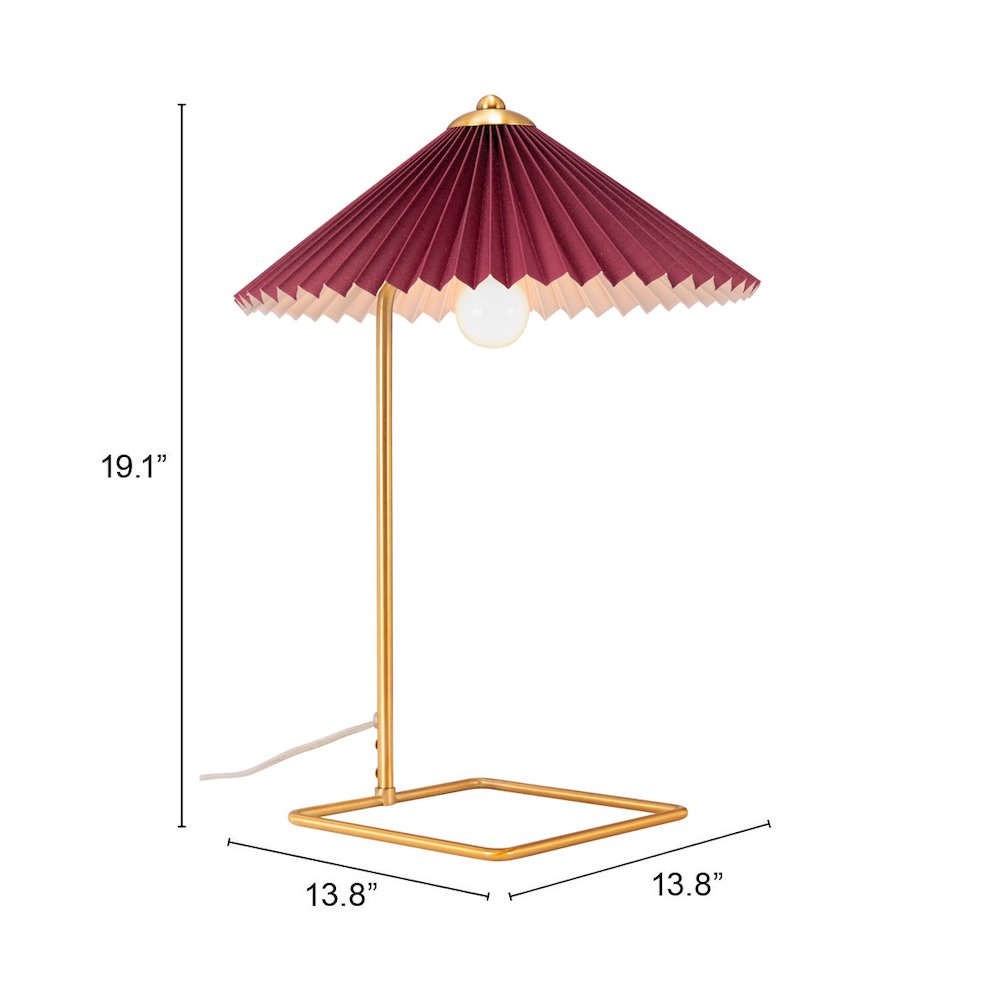 Charo Table Lamp Red & Gold. Picture 7