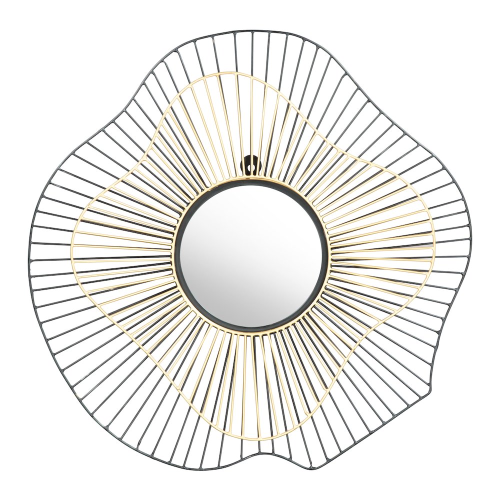 Comet Round Mirror Black & Gold. Picture 2