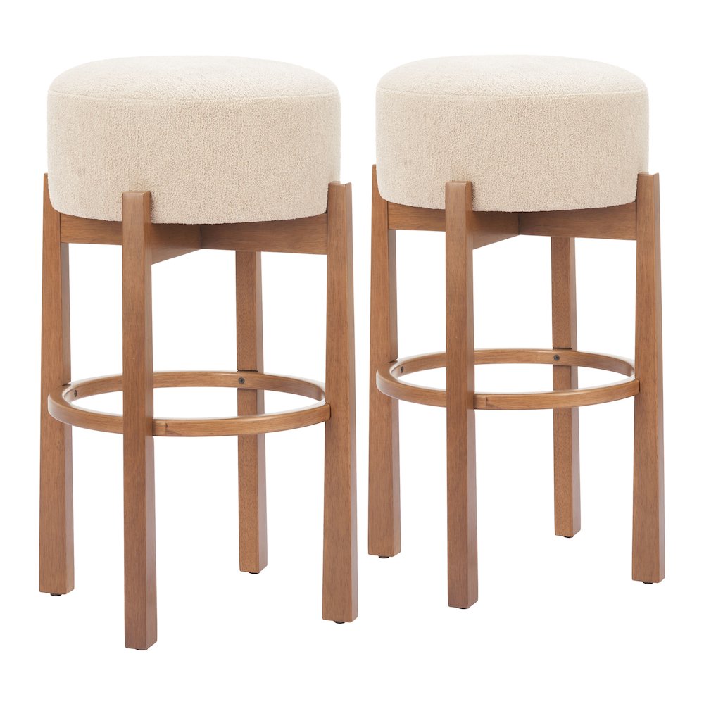 Nade Barstool (Set of 2) Beige & Walnut. Picture 6