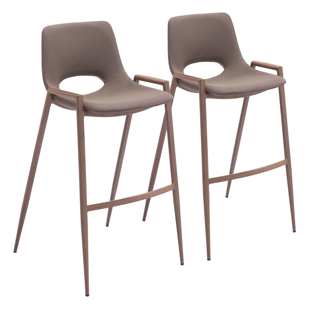 Desi Barstool (Set of 2) Brown & Walnut. Picture 6