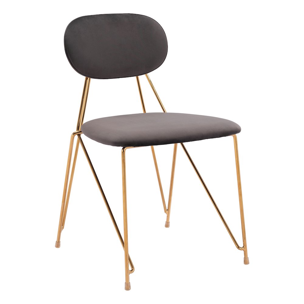 Georges Dining Chair (Set of 2) Gray & Gold. Picture 1