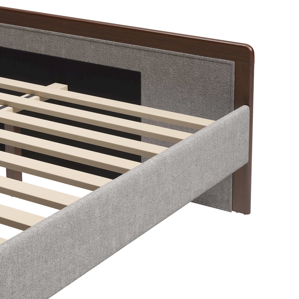 Somune Queen Bed Gray & Walnut. Picture 9
